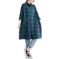 thumbnail image 1 of Camisas largas a cuadros para mujer Botones Manga larga Vestido camisero de gran tamaño Abanopi Camisa de mujer, 1 of 7