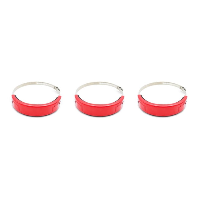 Transemion Universal Motorcycle Round Oval Exhaust Protector Pipe Stainless Steel Clasp Fixing Rings Accessories Replacing Parts Red 3Set