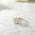 thumbnail image 4 of Gem Stone King 10K Yellow Gold White Topaz and Diamond 3-Stone Engagement Ring for Women |2.22 Cttw | Gemstone Birthstone | Oval 7X5MM and 6X4MM (Size 8), 4 of 4