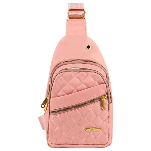 BadPiggies Small Sling Bag for Women Nylon Crossbody Chest Bag Multipurpose Travel Sports Backpack (Pink)