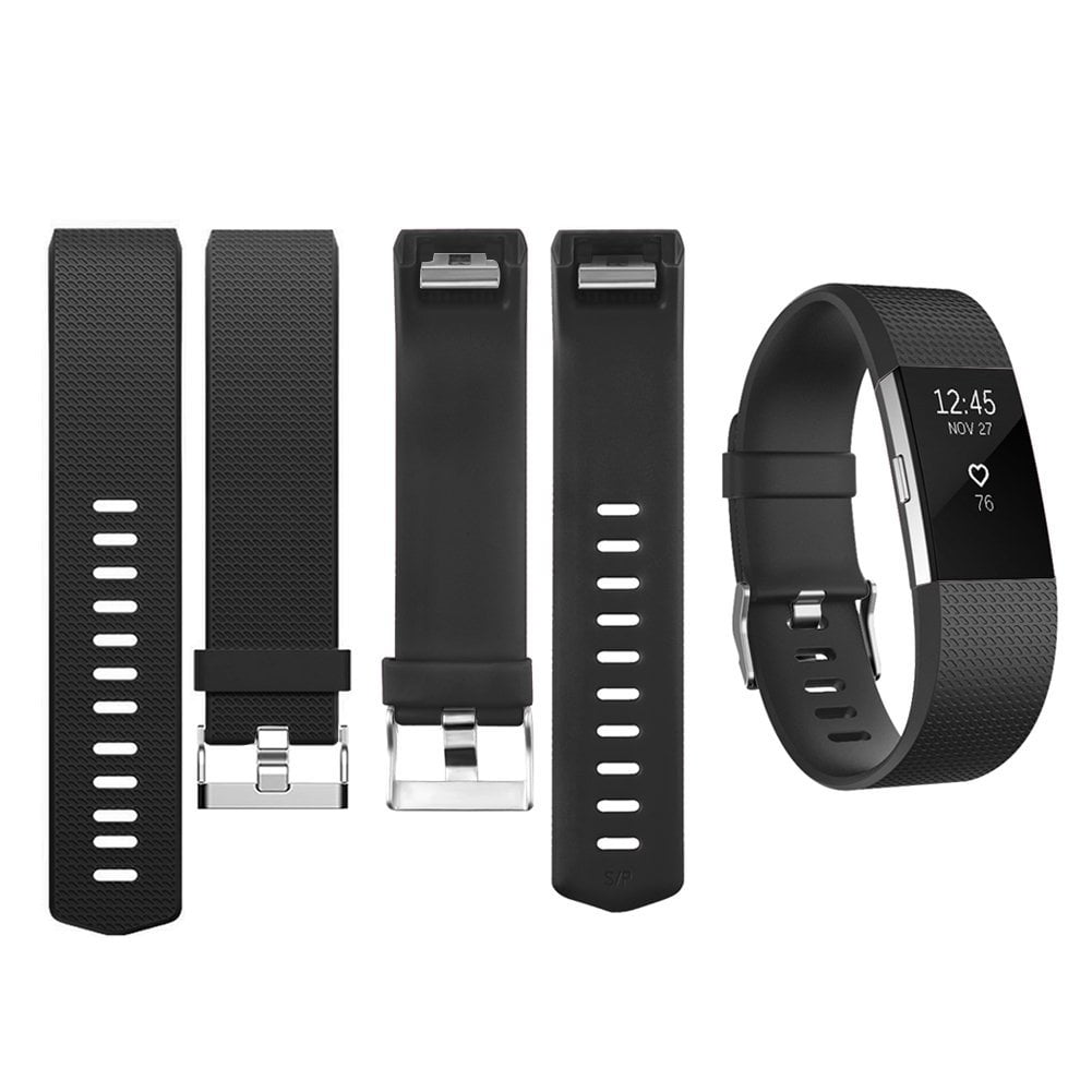 Fitbit Charge 2 Bands Replacement Sport Strap Accessories Fasteners and Metal Clasps for Fitbit Charge 2 (Large, Black) - Walmart.com
