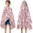 thumbnail image 3 of Pink Cow Strawberry Hat Pattern Hooded Bath Towel，50"x30" for Ages 3 To 12 Kids, Quick Dry Lightweight Soft Microfiber Hood Beach Towel Cover Up for Kids, 3 of 7