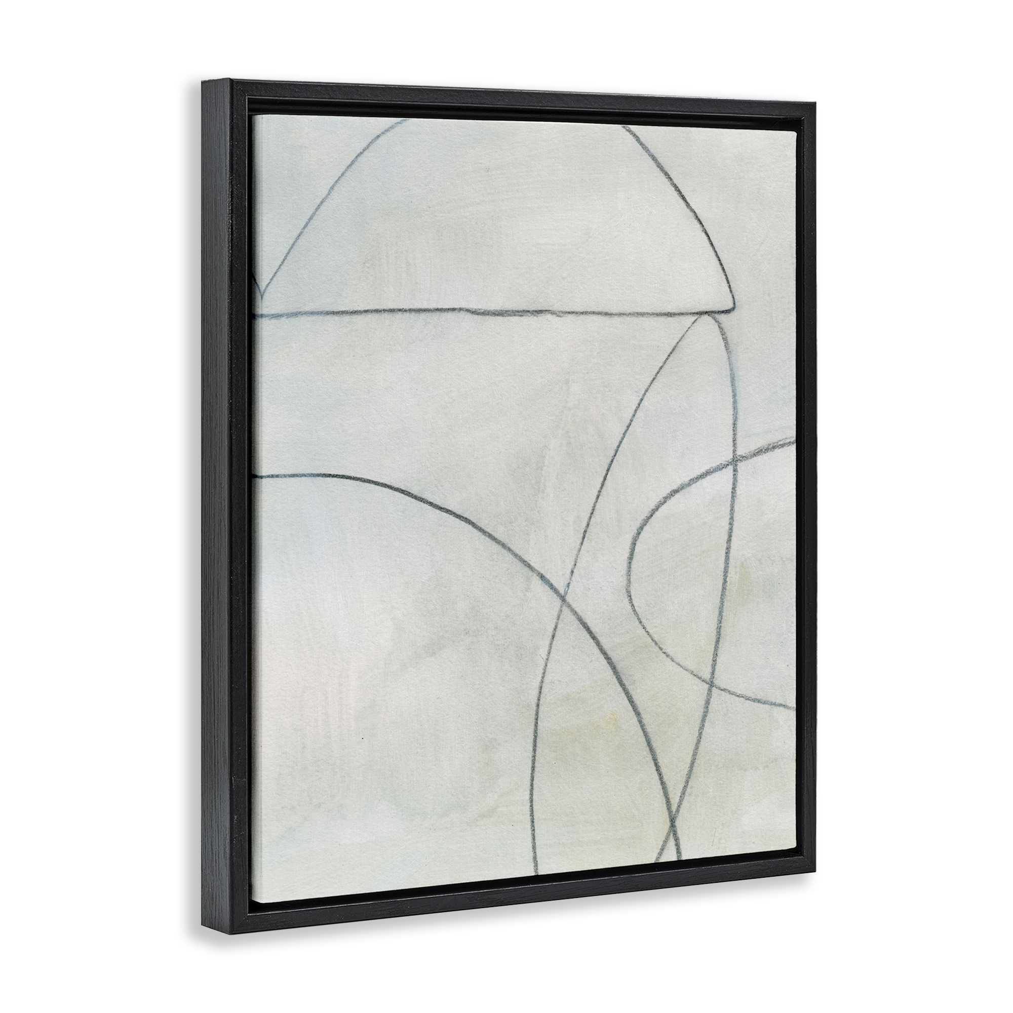 Stupell Industries Shapes Sketch on Grey Abstract Drawing Black Floater Framed Canvas Art Print Wall Art, 25 x 31