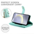 thumbnail image 4 of for Samsung Galaxy S23 FE Case with Card Holder, Retro Premium PU Leather Shoulder Wrist Strap Zipper Kickstand Flip Cover Women Girl Wallet Phone Case for Samsung Galaxy S23 FE, Mint, 4 of 9