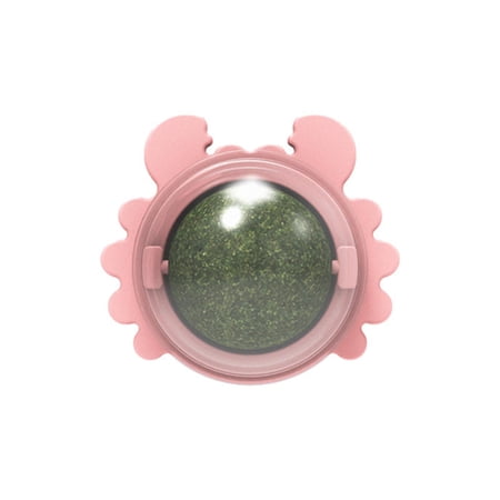Natural Catnip Balls Edible with Lid for Licking Kitten Chewing Toys Kitty Playing - Pink