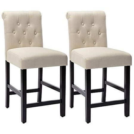 Bar Stools Set Of 2 24 Inch Fabric Counter Height Kitchen Island Wood Chairs Solid Legs Barstools Beige Canada Bar Stools Set Of 2 24 Inch Fabric, Kitchen Island With Counter Height Seating