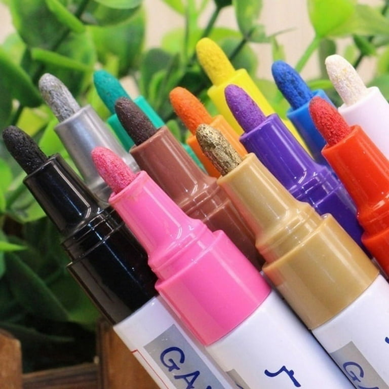 BEMLP Waterproof metallic paint marker pens with fluorescence colors tire  black paint ceramic markers for glass fabric highlighters