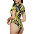 thumbnail image 3 of The Xecao Orchids Flowers Women's Crew Neck Body Suit, a short-sleeved bodysuit and basic swimsuit, both comfort and style for dating and daily life, 3 of 9