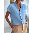 thumbnail image 3 of Women'S Casual V Neck Ruffle Short Sleeve Summer Tank Tops Shirts Light Blue XL, 3 of 6