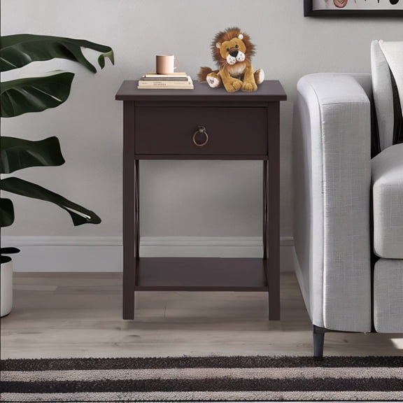 Eily Night Stand Bedside Table with Drawer Wooden Side Tables Bedroom Night Stands for Bedrooms Small Nightstand End Table Espresso