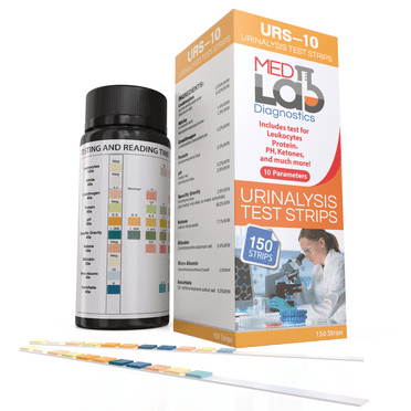 10 Parameter Urine Test Strips for Urinalysis(150 Cnt) in Sealed Pouches. Tests for Ketosis, pH, Protein, UTI, Kidney and Liver Function