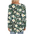 thumbnail image 4 of Womens Long Sleeve Tunic Tops Cotton Fall V Neck Casual Dressy T-Shirts Casual Floral Print Pullover Blouses (Army Green M), 4 of 6