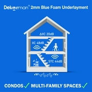 Dekorman Flooring Underlayment 2-in-1 Premium Cushioning & Sound Reduction Blue Foam with DIY Overlapping Lip, Tape and Vapor Barrier for Enhanced Moisture Protection 2 mm T (100 Sq.ft/Roll, 5 Rolls)