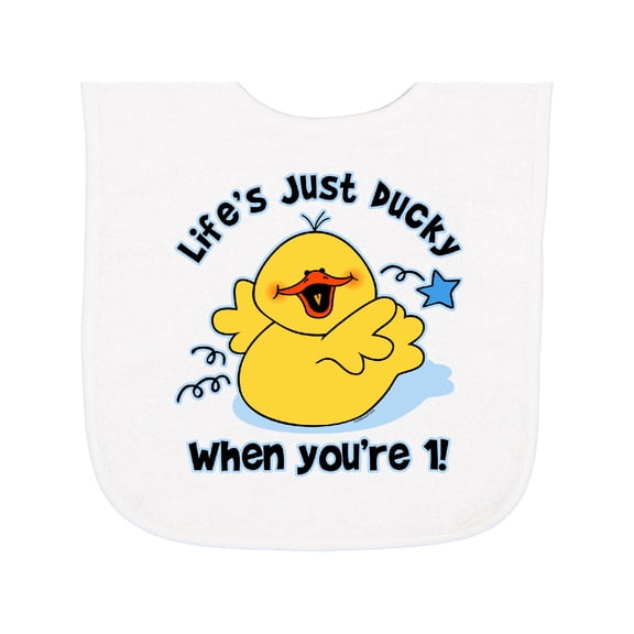 Inktastic Life's Ducky 1st Birthday Baby Terry Cloth Bib