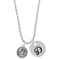 thumbnail image 1 of Delight Jewelry Silvertone Live in Circle Silvertone Script Initial Disc - D - Charm Necklace, 20"+3", 1 of 4