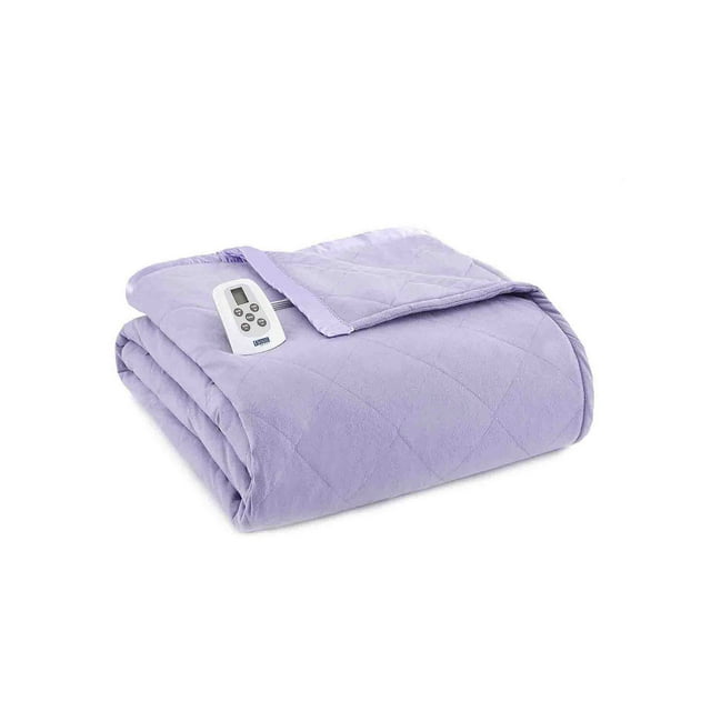 Shavel Home Products Micro Flannel Solid Electric Heated Blanket, Queen, Amethyst