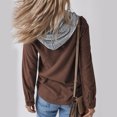 thumbnail image 3 of TFEOQRY Women's Winter Corduroy Cardigan Jacket New Casual Solid Color Button Hooded Drawstring Outwear Long Sleeved Top Jacket Pocket Brown, 3 of 6