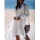 thumbnail image 2 of Xishao Mujer Vestido Corto de Playa Blusa de Manga Larga con Botones Cubrir Bikini Camisola y Pareos Blanco 14 Blanco 14 Xishao ropa, 2 of 2