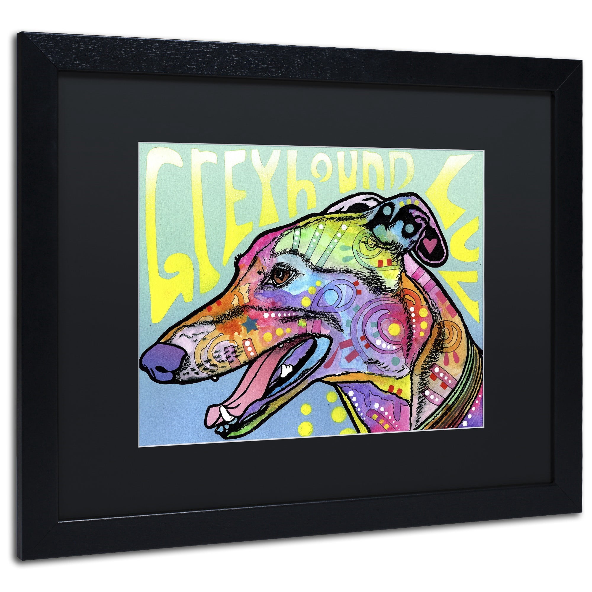 Trademark Fine Art 'Greyhound Luv' Canvas Art by Dean Russo, Black Matte, Black Frame