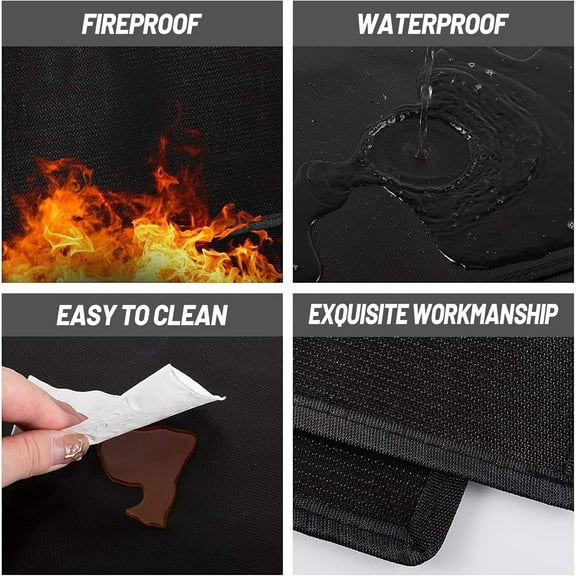 Fireplace Rug, Half Round Fire Resistant Mat, Fireproof Rug Retardant Hearth Pad for Fireplace Wood Stove, Waterproof, Heatproof, Oilproof, Anti-Slip,For Kitchen, Fireplace, Camping