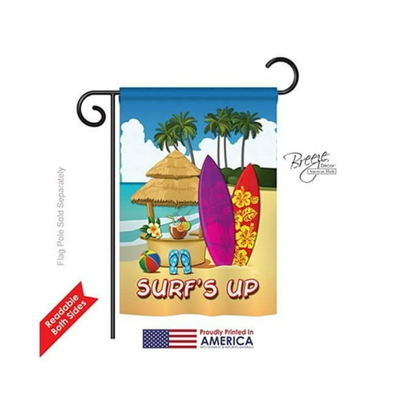 Breeze Decor 56070 Summer Surfs Up Hut 2-Sided Impression Garden Flag - 13 x 18.5 in.