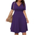 thumbnail image 1 of CNKOO Robes de Noël Formelles Femmes 2023 Élégantes Décontractées Grande Taille Col en V Manches Courtes Boho Robe Évasée avec Poches, 1 of 6