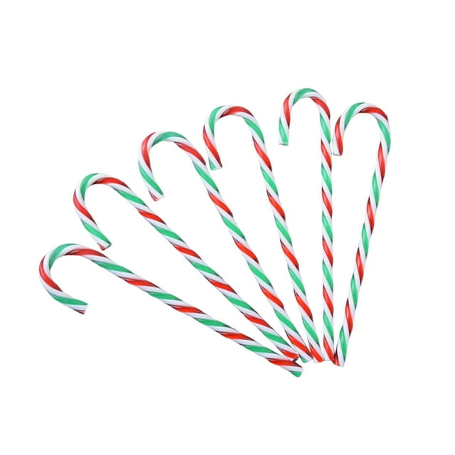 6 bastones de caramelo para árbol de Navidad, decoración, regalo, colgante, adorno para colgar rojo verde