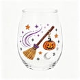 thumbnail image 3 of 2D Printed Halloween Stemless Glass Cup, Spooky Ghost Black Cat Pumpkin Pattern Wine Tumbler, Seasonal Halloween Party Drinkware Decor, 3 of 7
