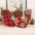 thumbnail image 7 of Limei 1Pcs Christmas Stocking, Christmas Tree Snowflake Lattice Hanging Ornament Stocking Xmas Candy Gifts Bags (Red Plaid), 7 of 7