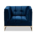 thumbnail image 2 of Baxton Studio Ambra Glam and Luxe Royal Blue Velvet Fabric Upholstered and Button Tufted Armchair with Gold-Tone Frame, 2 of 10