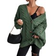 thumbnail image 3 of Womens Oversized Cable Knit Cardigan Sweater Button Front V Neck Long Sleeve Soft Warm Casual Outerwear for Fall Winter Daily Wear Ladies Top, XL, 3 of 6