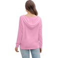 thumbnail image 4 of PCEAIIH Hoodies for Women V Neck Long Sleeve Lightweight Sweatshirts Drawstring Pullover Tops, 4 of 6