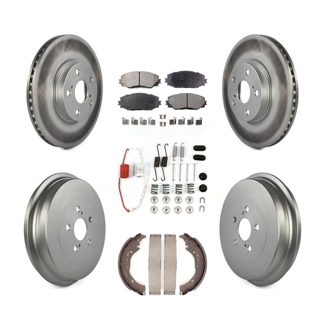 Transit Auto Front Rear Coated Disc Brake Rotors Semi-Metallic Pads and Drum Kit (7Pc) for Car Toyota Corolla KGF-101634