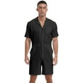 thumbnail image 1 of vastwit Mens Rompers Loose Fit Overalls Solid Color Shorts Jumpsuit Front Zip Uniforms Bodysuit Black M, 1 of 6