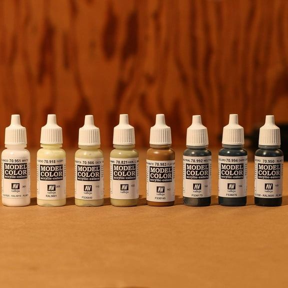 Acrylicos Vallejo VJP70151 Black & White Model Color Paint - Set of 8