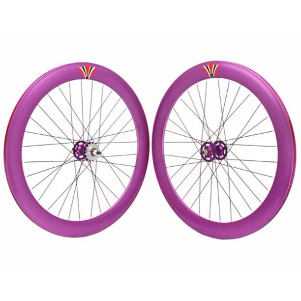 700c V 60mm Alloy Wheel Set Sealed Bearing 14G Purple. Bicycle wheel