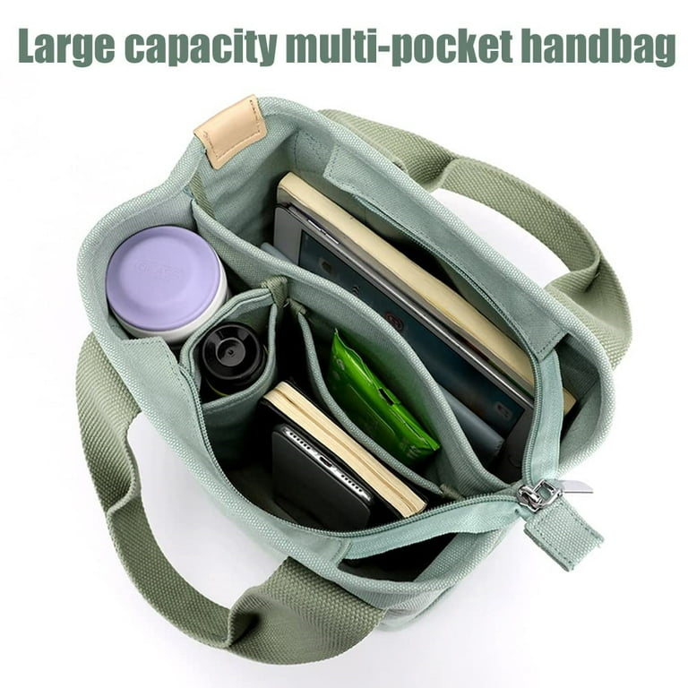 2023 New Large Capacity Multi-Pocket Handbag Women's Canvas Tote Purses  Crossbody Bag Vintage Tote Bags for School