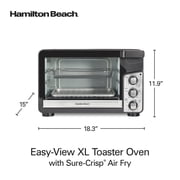 Hamilton Beach Easy View XL Air Fryer Toaster Oven with Sure-Crisp Air Fry technology, 6 Slice, 5-in-1 Countertop Oven, Black