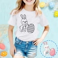 thumbnail image 3 of NINGMENG Hauts et T-Shirts pour Filles, Imprimé Lapin de Pâques, Col Rond, Manches Courtes, Blanc, 10-11 Ans, 3 of 5