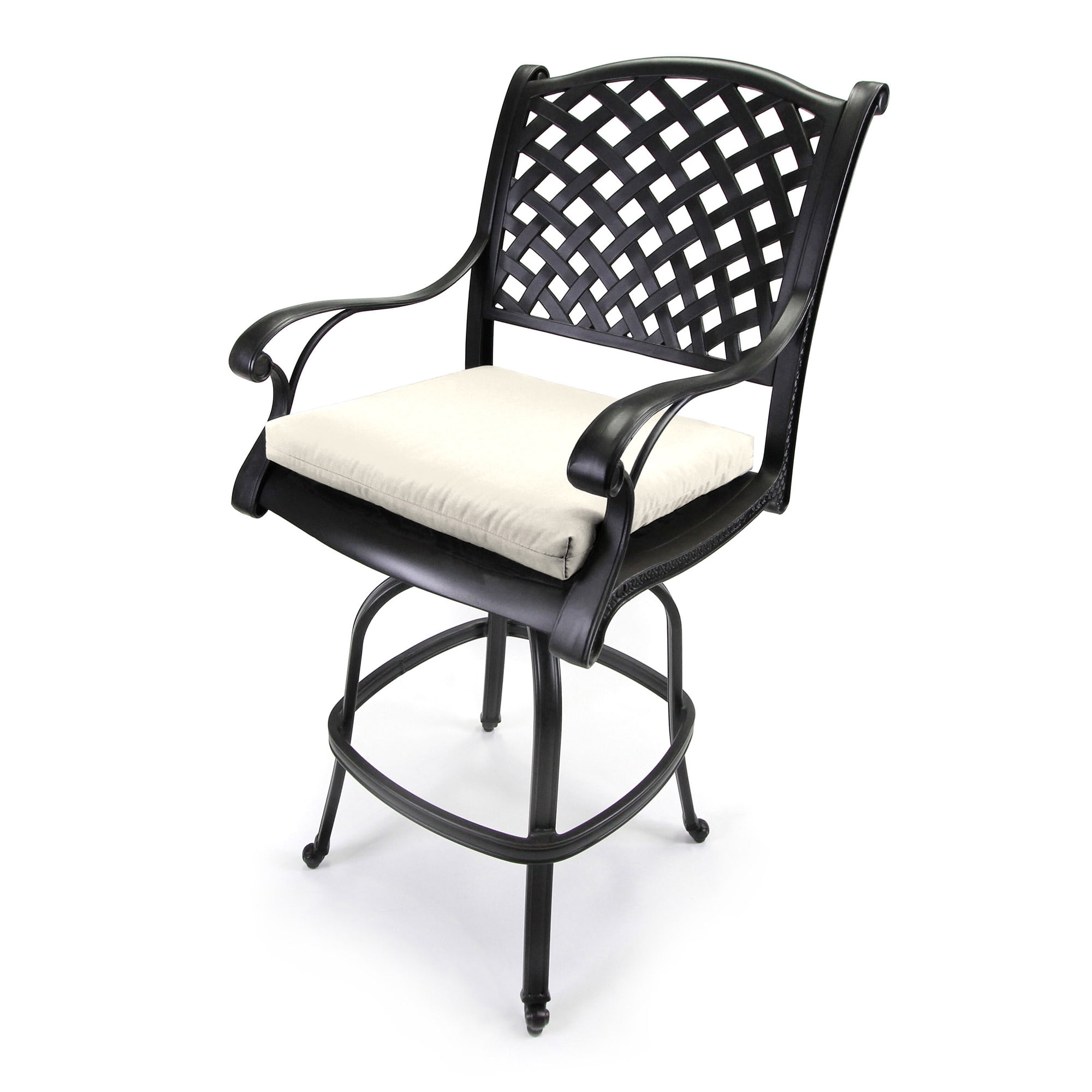 Jordan Manufacturing 17" x 19" Veranda Cream Solid Rectangular Outdoor Chair Pad Seat Cushion with Ties (2 Pack)