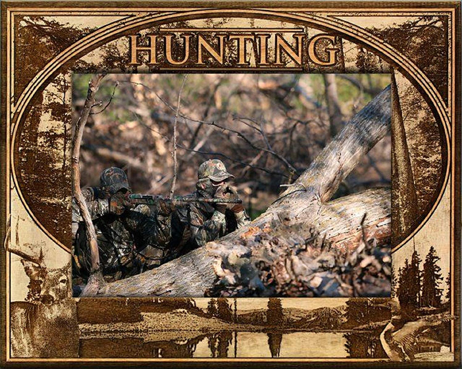 Hunting Laser Engraved Wood Picture Frame (5 x 7)
