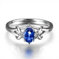 thumbnail image 2 of 1.50 Carat Unique 8x6mm Oval Shape Blue Sapphire And Engagement Ring in 10k White Gold, 2 of 5