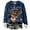 Dark Blue, variant on Festive Print Cozy Flannel Pullover Sweater For Long Sleeve Casual Crewneck Holiday Top