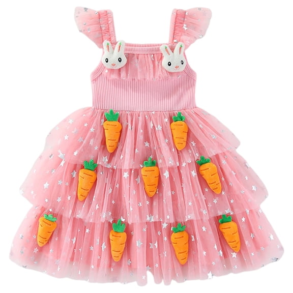 BOBOGOJP Toddler Tulle Dress Unicorn Outfit Birthday Princess Party Girls Summer Causal Tutu Skirts Pink for Size 4-5 Years