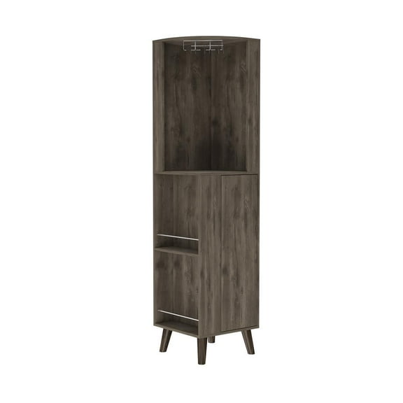 FM FURNITURE Quinn Corner Bar Cabinet Dark Brown Engineered Wood