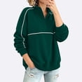 thumbnail image 6 of IUYRTFE Women's Quarter Zip V-Neck Pullover Sweatshirt Long Sleeve Loose Fit Athletic Top, 6 of 8