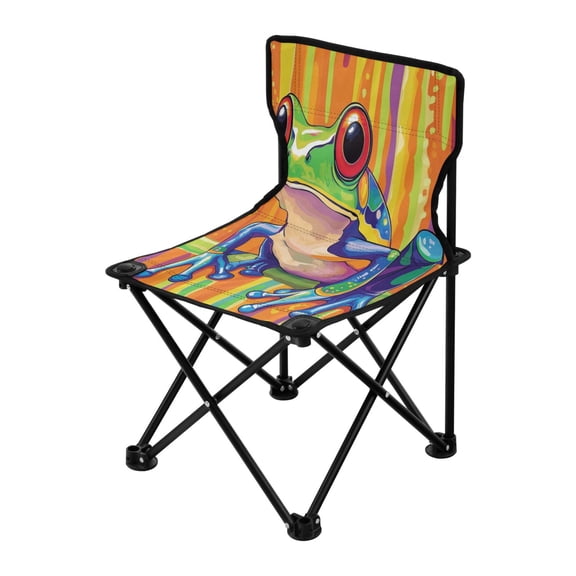Outdoor Folding Chair 14.46x14.46x22.83 Inches, Camping Folding Chair Easy to Carry Ideal for Outdoor Picnics Camping Park Fishing Beautiful Green Frog