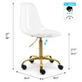 thumbnail image 2 of Clear Desk Chair, Acrylic Rolling Armless Vanity Swivel Height Adjustable Ghost Molded Plastic Home Office Chairs with Golden Feet Clear - Golden Feet, 2 of 7