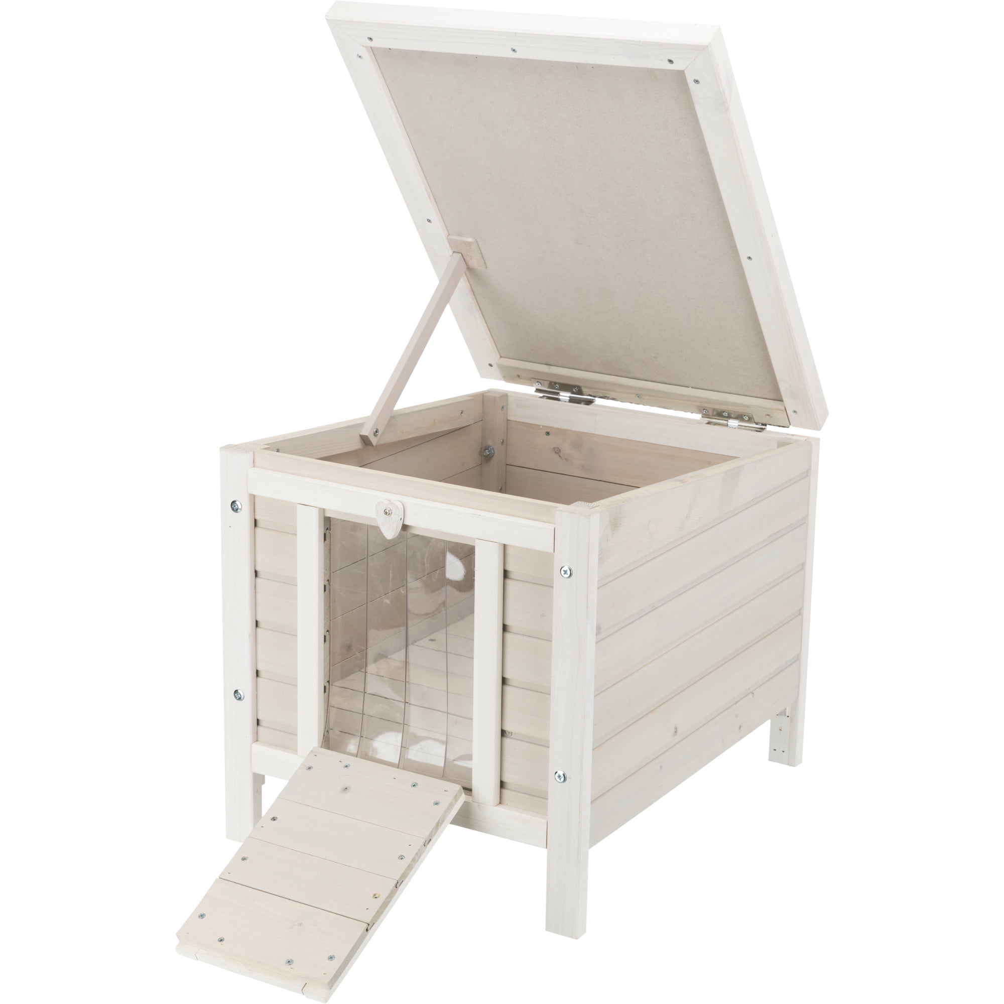 TRIXIE natura 1-Story Weatherproof Small Outdoor Cat House with Hinged Roof, Gray