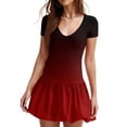 thumbnail image 2 of Women's Gradient Short Sleeve Mini Skater Dress Casual Fit and Flare Party Graduation Dress, 2 of 5